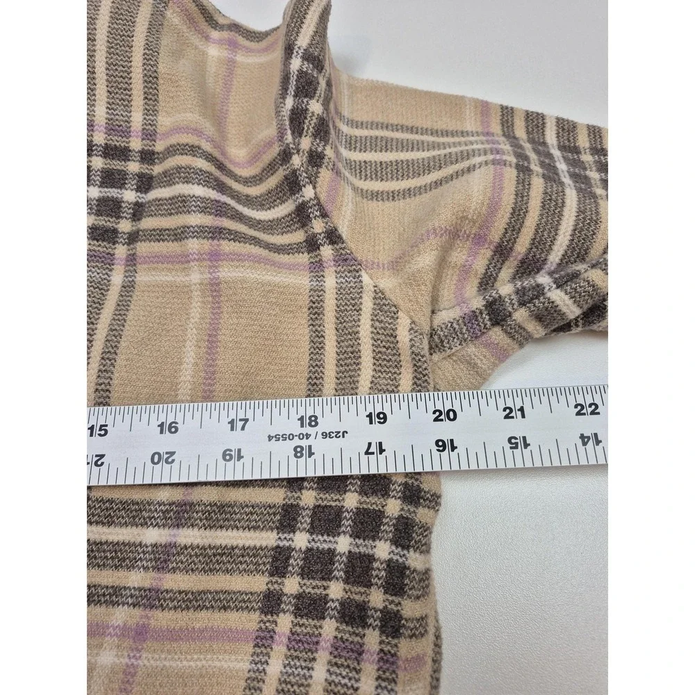 Patagonia Fjord Flannel Shirt Womens 14 Beige Organic Cotton Plaid Long Sleeve